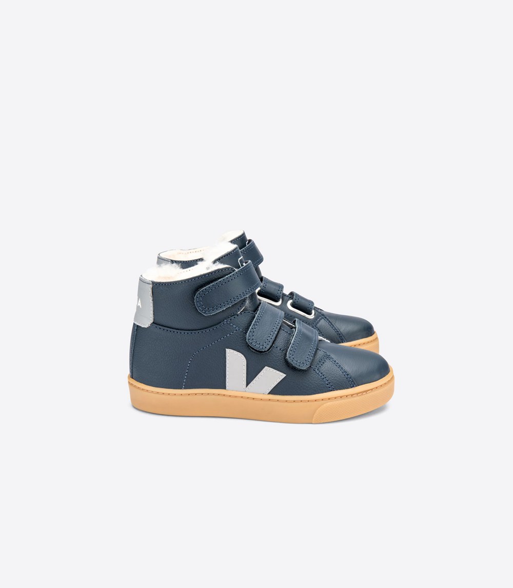 Veja Trainers Kids Blue/White - Esplar Mid Leather - NWFK-42075